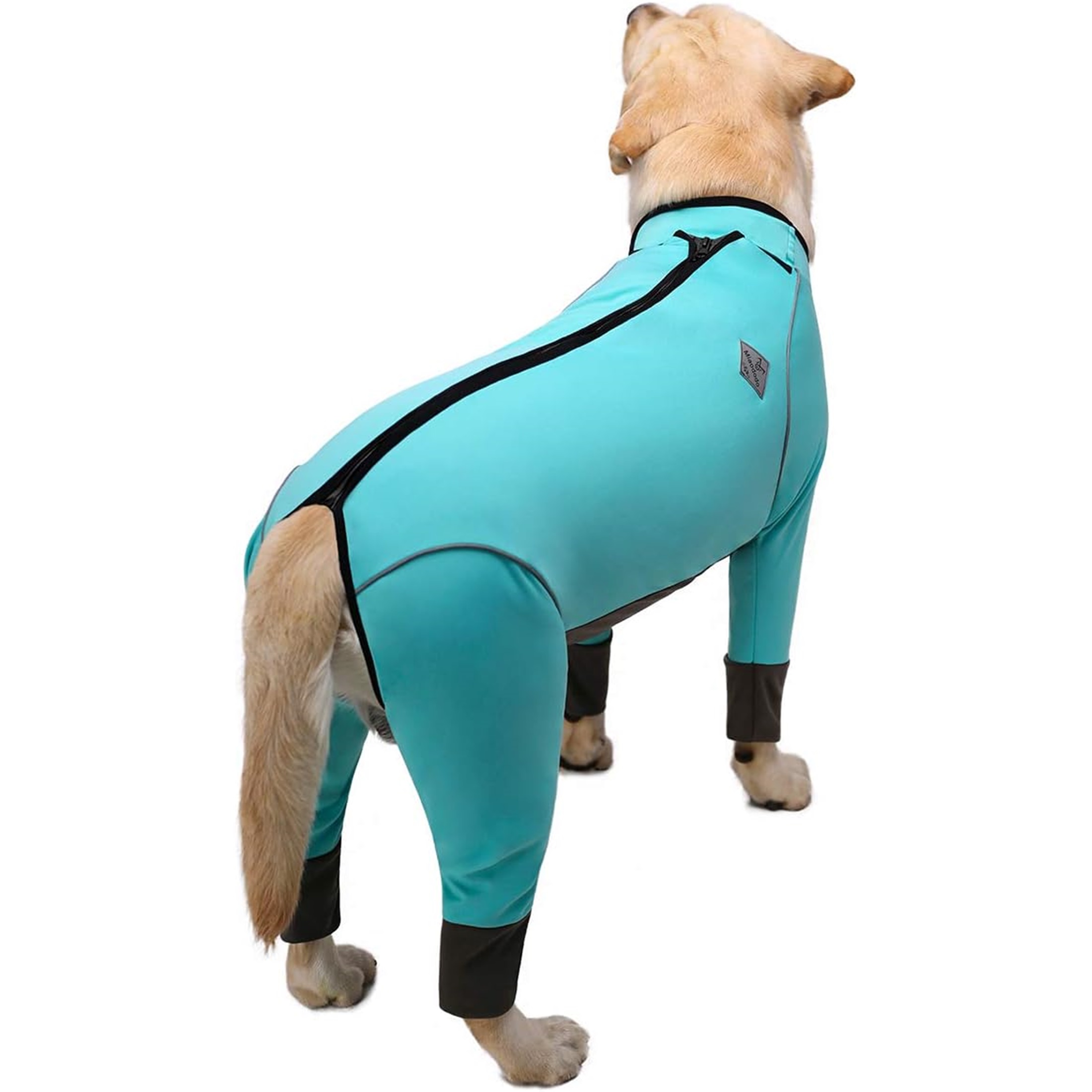 UOSIA Dog Jumpsuit - Waterproof Blue Zip Up Dog Clothes, Large Size, Full Belly Coverage