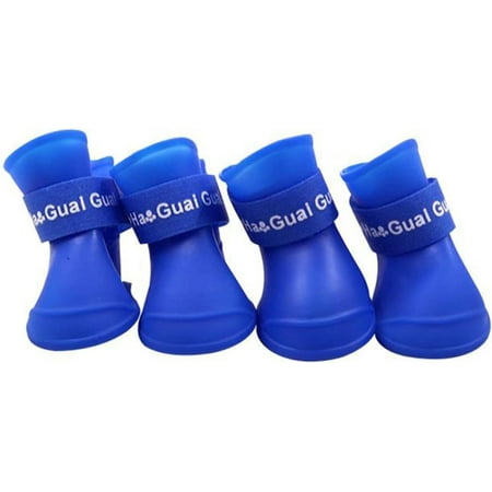 Dog Boots Waterproof Shoes for Dogs with Reflective 4PCS (Blue  XL)
