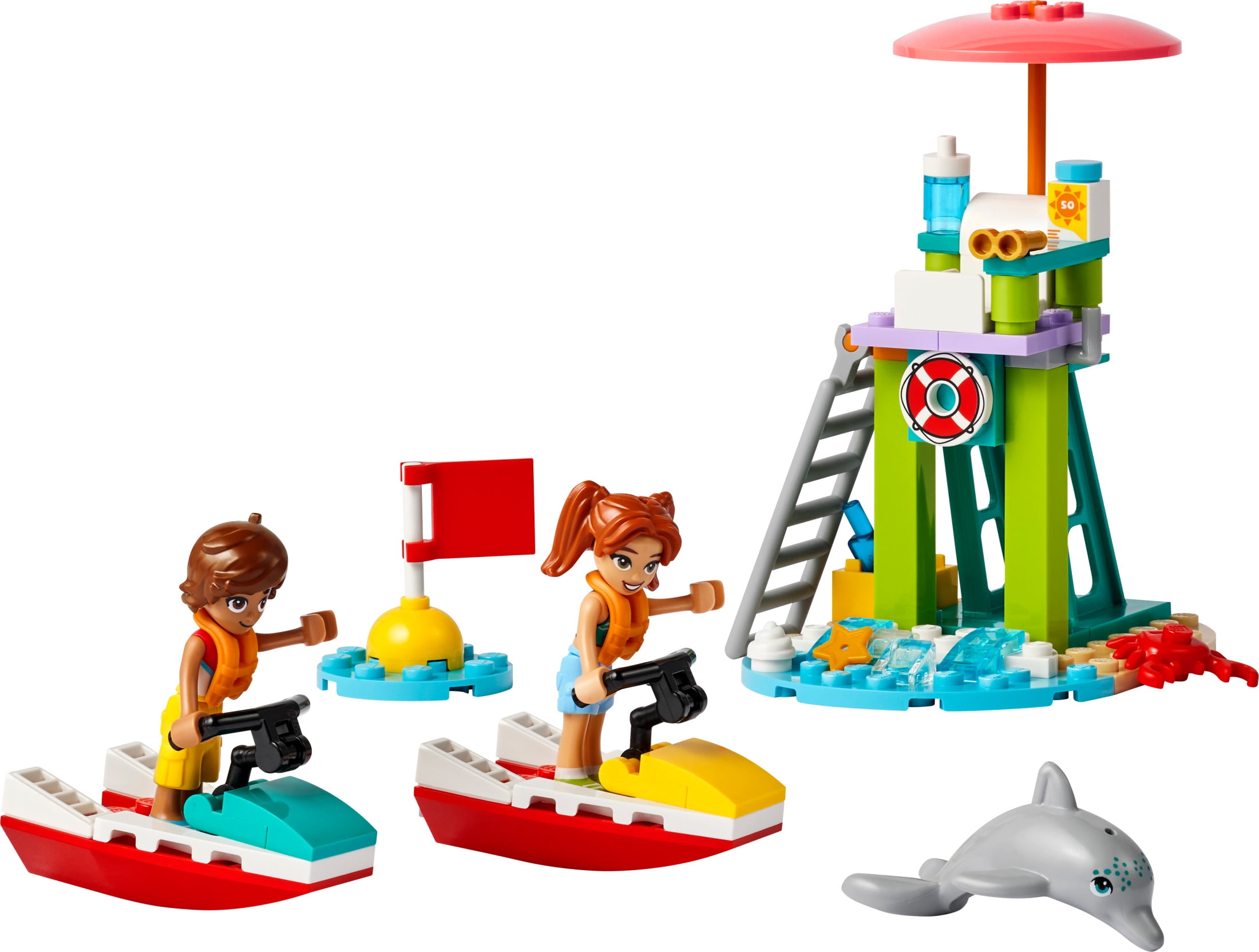LEGO Friends Beach Water Scooter, Lifeguard Toy Building Set for Kids, Beach Toy Gift Idea for Girls and Boys Ages 5 Years and Up with 2 Mini Dolls and a Dolphin Toy Figure, 42623