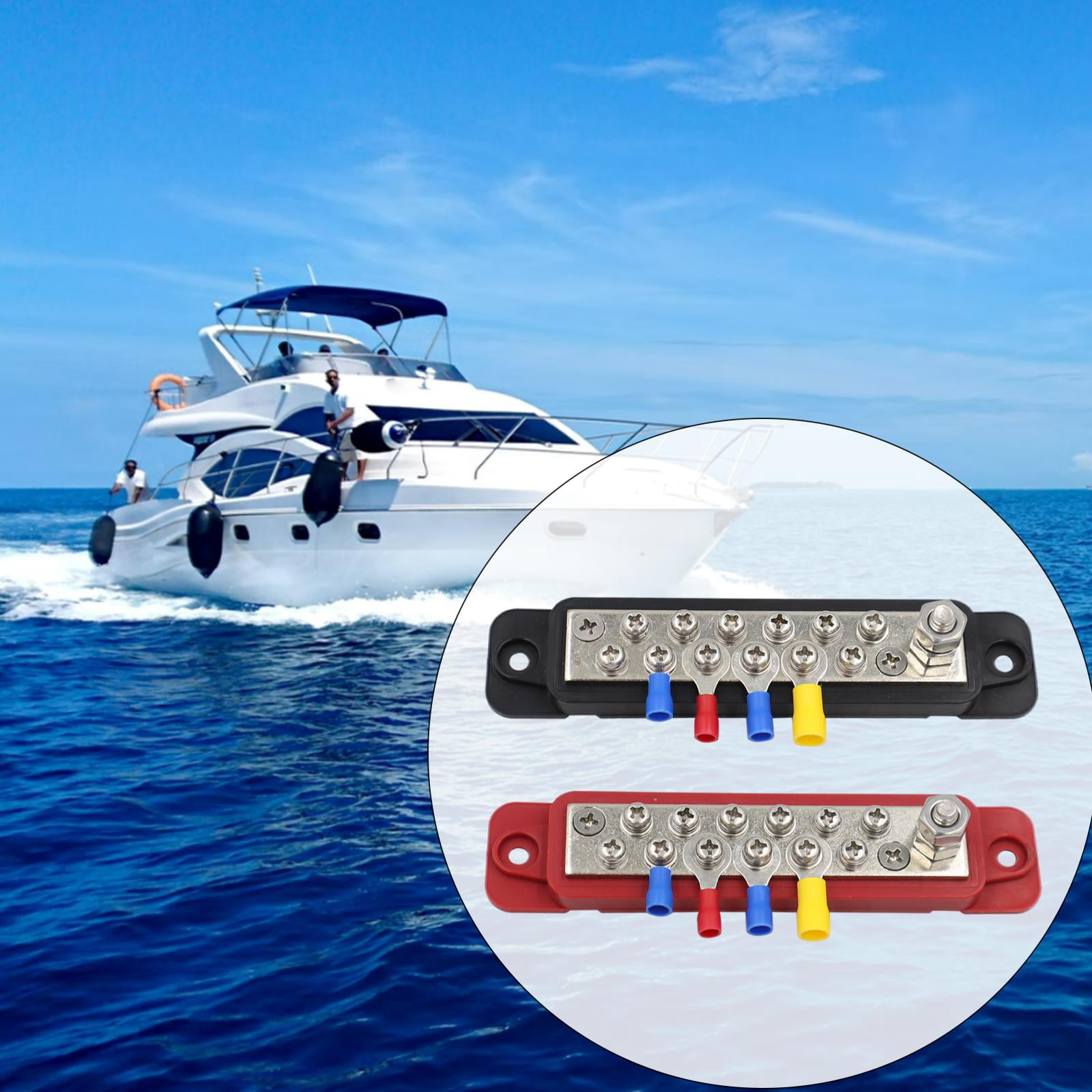 funtasica 1 Pair 12 Terminal Ground Distribution Block Kit / /48V DC Buss Bar with Terminal