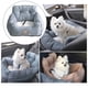 thumbnail image 5 of Asiento de coche ajustable para perros, con bolsillo de almacenamiento, con cinturón de seguridad, caseta suave para mascotas Gris, 5 of 9