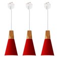 thumbnail image 1 of FSLiving J-Style Track Mount Pendant Fixture Scandinavian Style Pendant Lights for Kitchen Hanging Lamp Modern Wood and Aluminium Light Customizable,Red - 3 Lights, 1 of 6