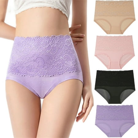 

Noyal 3 Pack Plus Size Women Lace Panties Briefs High Waist Seamless Breathable Underwear