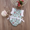 thumbnail image 3 of Mialoley Baby Girls Lace Flower Romper Round Neck Button Closure Jumpsuit, 3 of 8