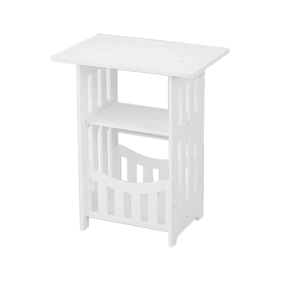 LAMIRO Side Table Night Stand,3 Tier Narrow End Table with Display Shelf,Small Bookcase Bookshelf,Simple Bedside Table Storage Rack for Bedroom,Living Room,Office,Bathroom,White