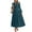 02 Blue, variant on YueHuiYing Women's Fashion Solid Long Sleeve V-Neck Pleated Dresses Elastic Waist Lightweight Maxi Wedding Guest Dress