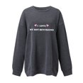 thumbnail image 2 of Gibobby Tops Mujeres Casual Moda de mujer Ocio Palabras de amor Amor Impresión Cuello redondo Manga larga Suelta Top Suéter sin sombrero 4 (Gris, L), 2 of 4