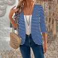 thumbnail image 4 of Cardigan Sweaters Casual Dressy Cardigans Casual Loose 2026 Spring Outfits Women's Casual Striped Long-Sleeve Cardigan Jacket/Top Blue L, 4 of 7