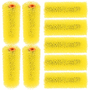 10pcs Paint Roller Cover Medium Texture Sponge Brush Wall Sponge Embossing Roller Painting Drawing Brush For Household Wall Painting Treatment Yellow