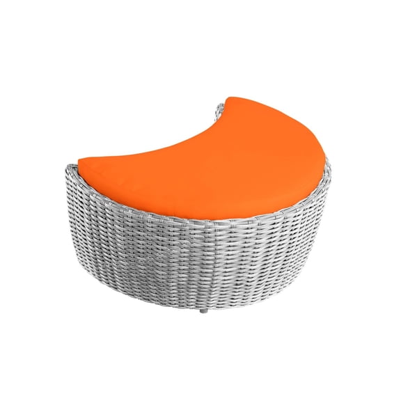 W Unlimited Romantic Moon Outdoor Resin and Wicker Ottoman in Gray/Orange