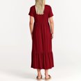 thumbnail image 4 of Valcatch Women Summer Casual Short Sleeve Crewneck A line Swing Flowy Tiered Shirt Maxi Beach Long Dress 2024 Trendy Outfits, 4 of 5