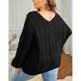 thumbnail image 3 of Strickpullover Dame Pull Oversize Gobbstrick Winterpullover Strickpulli Pull Lssig Outwear Casual Élégant einfarbig(L), 3 of 5
