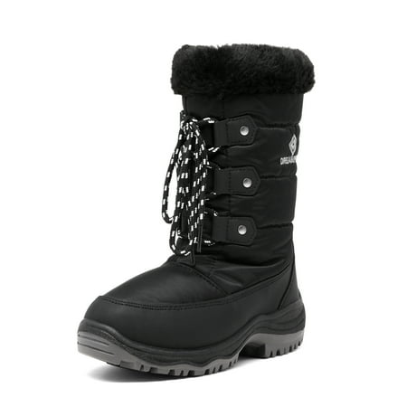 

DREAM PAIRS Kids Boys Girls Slip Resistant Faux Fur-Lined Knee High Winter Snow Boots NORDIC BLACK Size 10