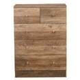 thumbnail image 2 of 5-Drawer Storage Cabinet, Grey Linen-textured Melamine Particle Board Cabinet with Matte Gold Handles, 3+2 Drawer Organizer for Bedroom Office Living Room, 2 of 10