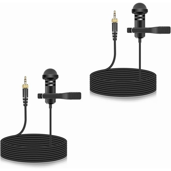wqlpp-2-Pack Lavalier Lapel Microphone Compatible with Rode Wireless Transmitters Bodypack - TX/Wireless GO II/RODELINK Kit, Omnidirectional Condenser Mic for Vlog/Lectures/Broadcasters