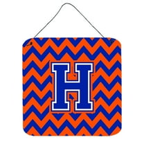 Letter H Chevron Orange and Blue Wall or Door Hanging Prints