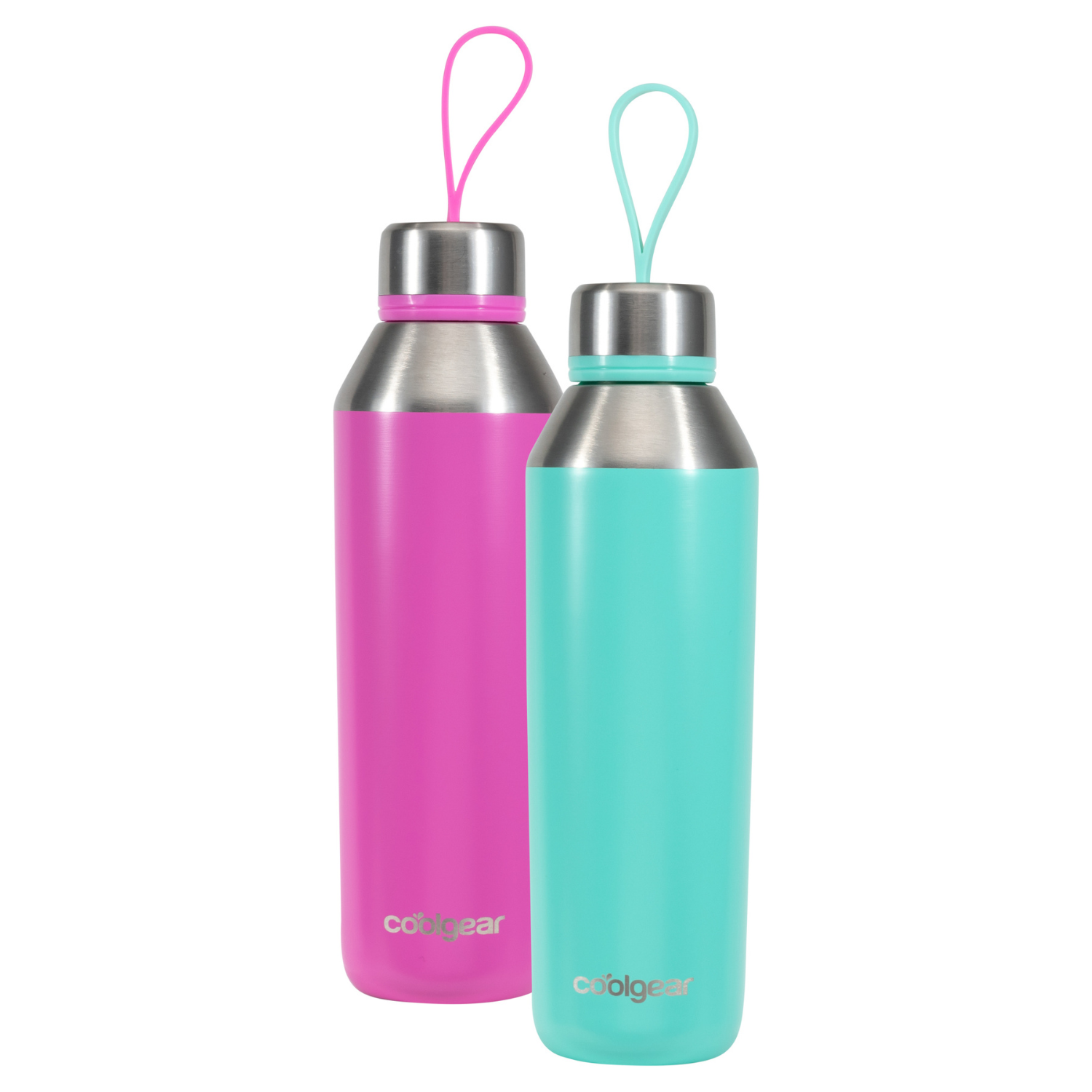 Cool Gear 2-Pack Stainless Steel Double Walled Vacuum Insulated Tyler Water Bottle, with Threaded Loop Lid, 17 Ounce - image 5 of 7