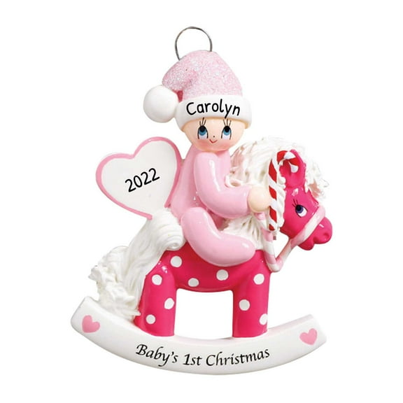 Ornaments by Elves Personalized Baby's First Christmas 2024 Ornament Rocking Pony Ornament .25lbs