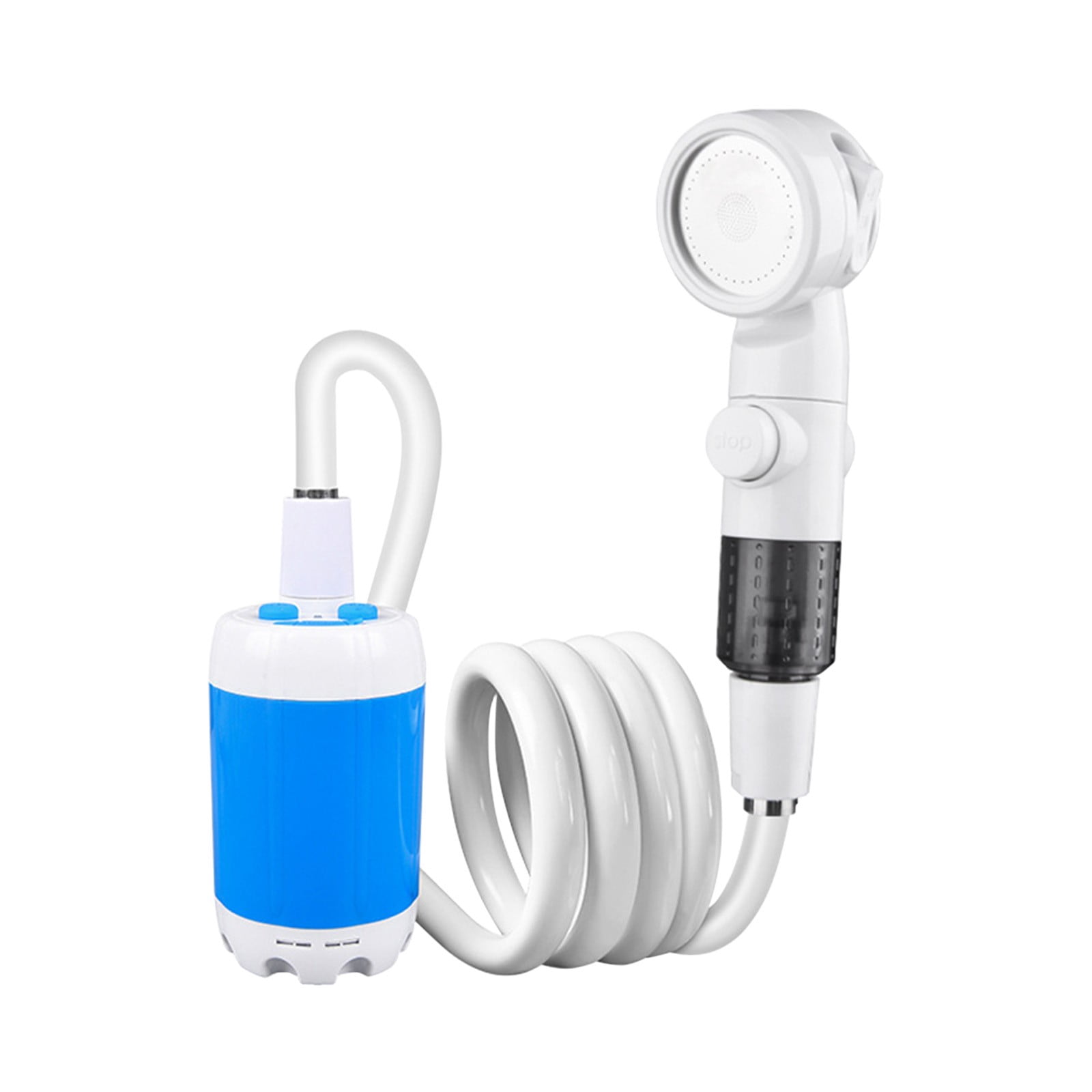 Tuvgenk Rv Camping Shower Portable Water Pump White Plastic Detachable Shower Head Outdoor Shower for Hiking Beach, Travel