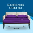 thumbnail image 2 of 4-Piece Twin Sleeper Sofa Sheet Set, 100% Egyptian Cotton, 800 Thread Count, Fits 8" Deep Pull-Out Couch Mattress (36" x 72") - Purple Solid, 2 of 5