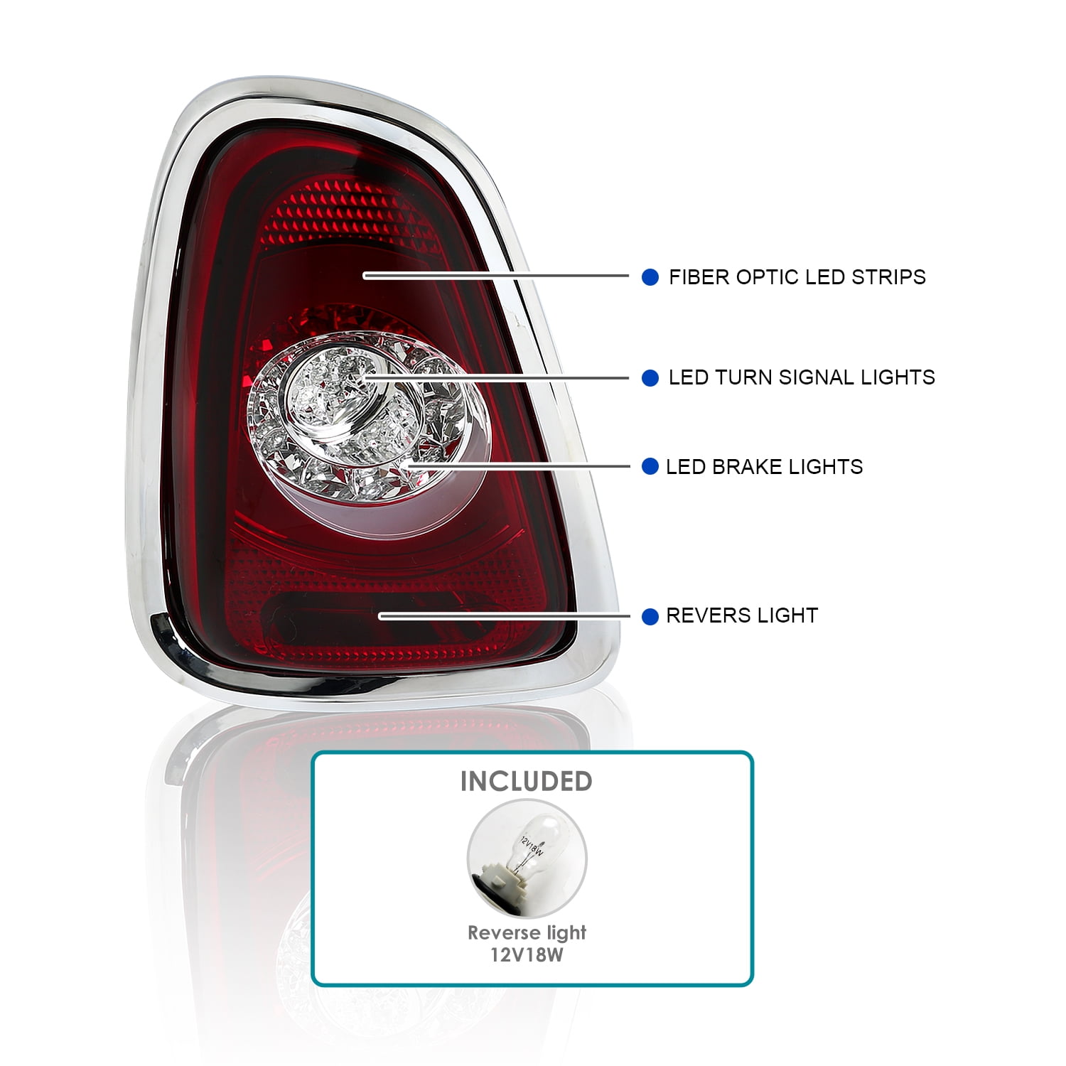 Spec-D Tuning LED Red Tail Lights Compatible with 2011-2015 Mini Cooper Base/S Hatchback and Convertible, Left + Right Pair Assembly