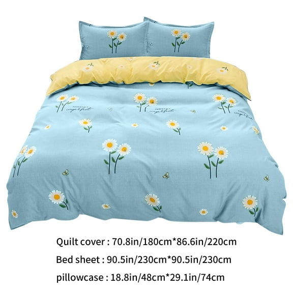 Hgallory Household 4-Piece Bedding Set, Includes 1PC Bed Sheet 90"x90" & 1PC Quilt Cover 70"x87" & 2PCS Pillowcase 20"x30", Modern Style Home Decor Polyester Bedding Sets, Set of 4, 1PC, Sky Blue