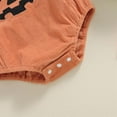 thumbnail image 7 of qiiinnHk Baby Girl Halloween Outfit Ruffle Fly Sleeve Pumpkin Smiling Face Embroidery Romper Corduroy Bodysuit Headband 12-18 Months,Orange, 7 of 7