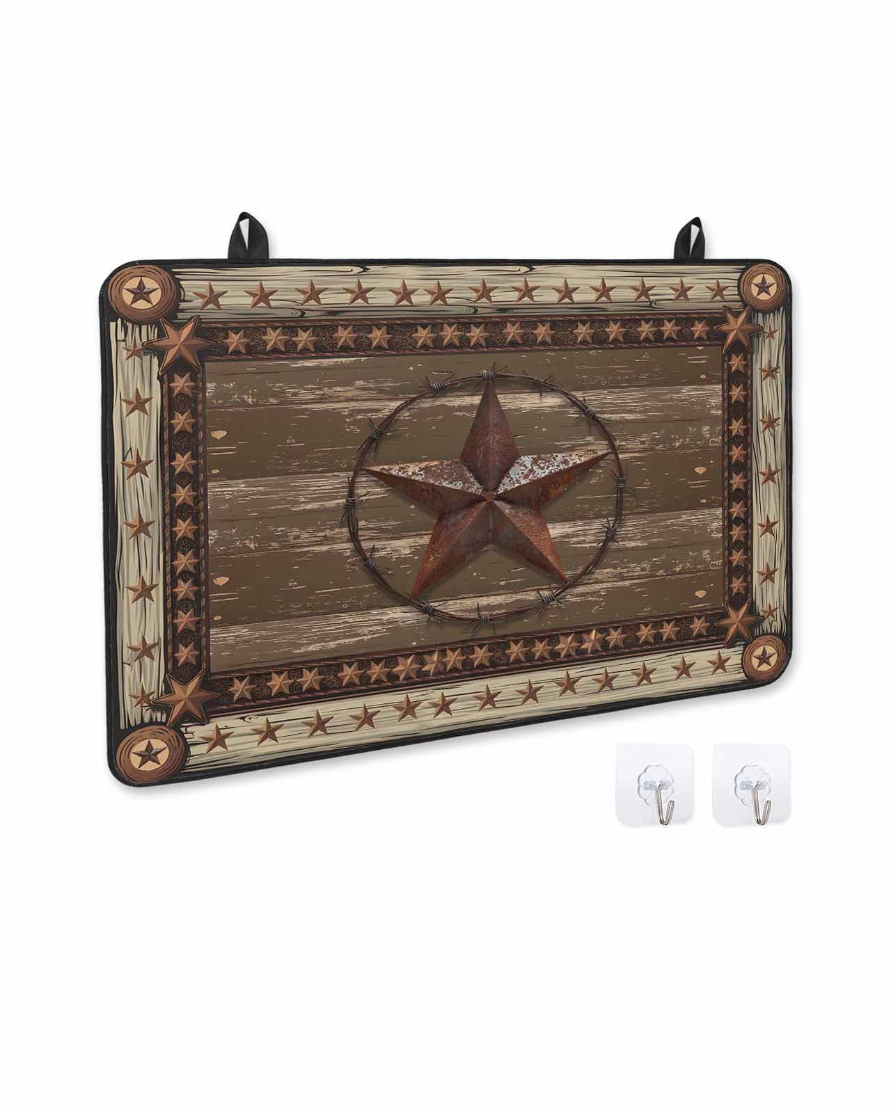 nqOlkjepod Large Induction Cooktop Protector Mat 24"x21", Texas Star Brown Stove Top Covers for Electric Stove, Farmhouse Vintage Wood Grain Decorative Stove Burner Cover Mats, Glass Top Stove Cover