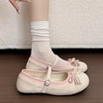 thumbnail image 6 of oqasdz Casual Shoes for Women Two Tone Bow Knot Slip On Buckle Snap Ballet Shoes Fashion Comfortable Everyday Loafers for Daily Wear Summer Outdoor, 6 of 7
