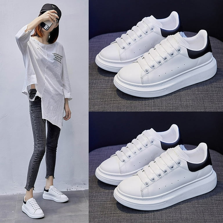 Mens Shoes Fashion Sneakers Unisex Platform White Shoes for women and men Couples Sports Leisure Footwear US SIZE 7 Walmart