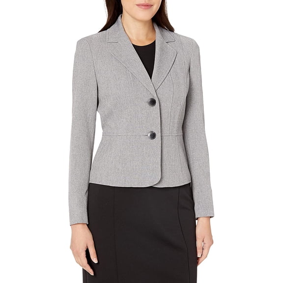 Kasper Womens Petite Size Two Button Jacket 14 Petite Grey/Black
