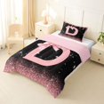 thumbnail image 2 of Manfei Cartoon Bow Letter D Monogrammed Twin Comforter Sets 3-Piece for Girls Teens,Princess Glitter Print Bedding Set for Kids,Pink Reversible,Breathable Home Decor, 2 of 6