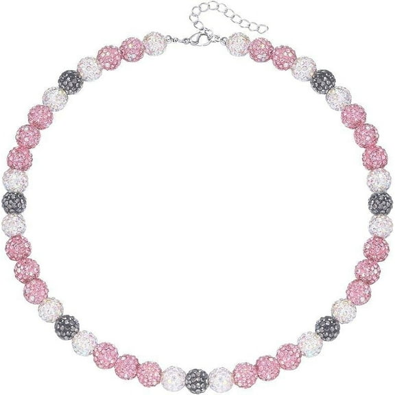 Rhinestone Baseball Bead Necklace - Bling Ice Collection Baseball Chain Necklace - Inspired Gift for Women Men