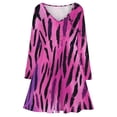 thumbnail image 3 of Pink Purple Animal Print Long Sleeve Dresses For Women Vintage Elegant Party Dress Oversized V-neck Dress S-8XL, 3 of 7