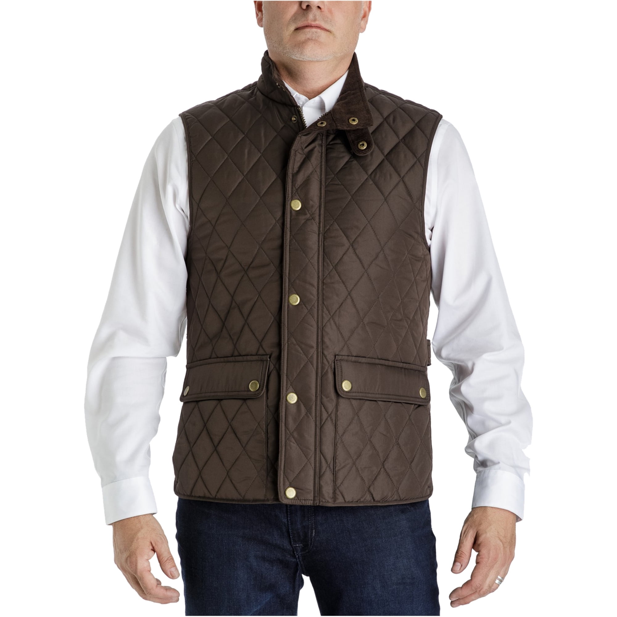 Nanquan Men Slim Fit Color Block Zip Up Hooded Padded Quilted Vest
