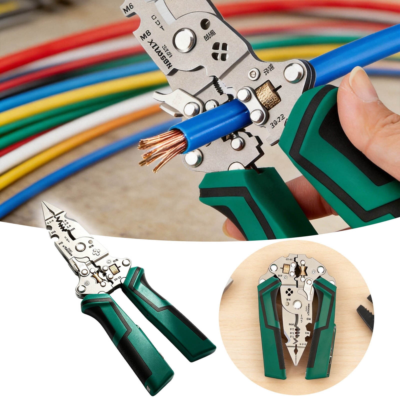 All-in-One Tool Multifunctional Foldable Wire Stripper Pliers, Non- Handles Heavy Duty Electrician Tool, Universal Compatibility Home Electrical Repair 8.27 Inch