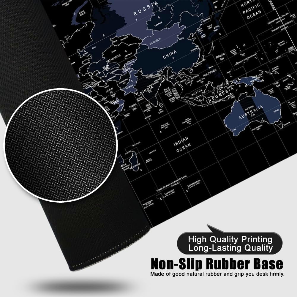 Gaming Mouse Pad Topographic Large Mouse Pad Desk Mat 35x15.7x0.12 inch XXL Desk Pad Black Mouse Pad (Topographic - Black)