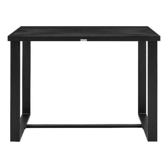 Pemberly Row Aluminum Outdoor Patio Counter Height Dining Table in Black
