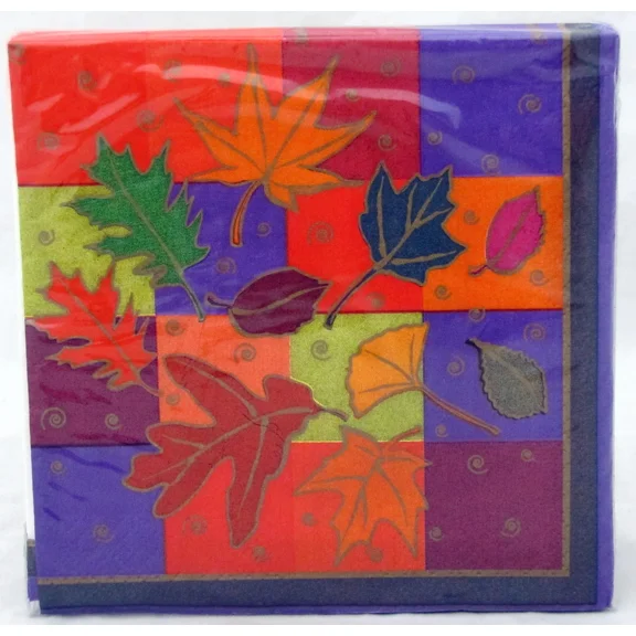Falling Leaves Paper Beverage Napkins 16 Ct Birthday Supplies Party Fall Leaf