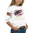 thumbnail image 3 of Abcomgle American Flag Shirts for Toddler Girls 250th Anniversary Print Patriotic T Shirt 4th Of July Shirts Crew Neck 3/4 Sleeve Shirts Comfy Independent Day T Shirt,White,11-12Years, 3 of 5
