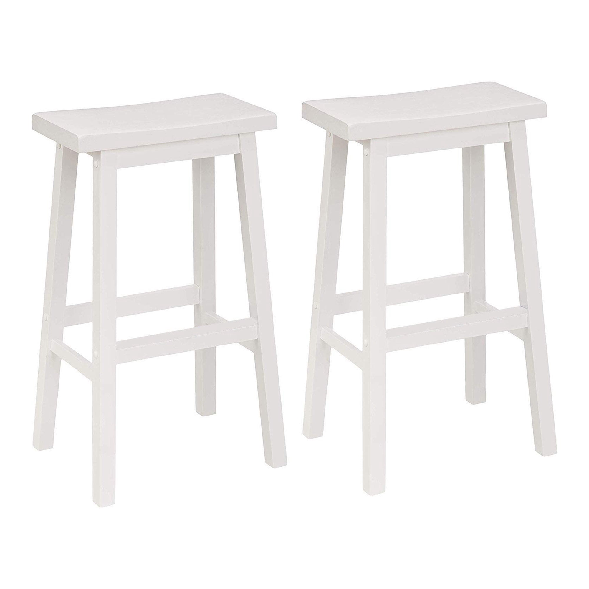 PJ Wood Classic 29'' Saddle Seat Kitchen Bar Counter Stool, White (4 Pack)
