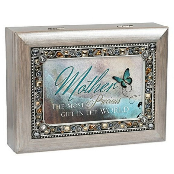 Cottage Garden Cottage Garden Mother Precious Gift Brushed Pewter Earthtone Jeweled Music Box Plays You Light Up My Life jewelry-organizers