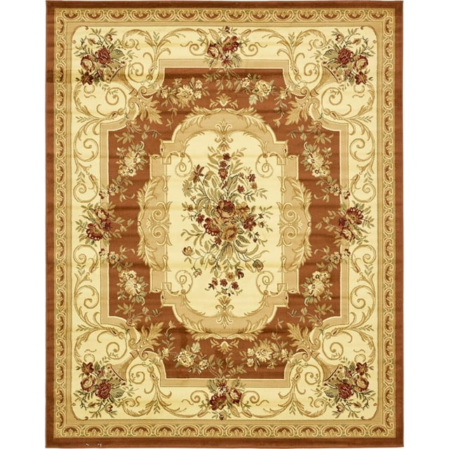 Unique Loom Tapis Motif Médaillon Versailles 8' x 10' Rectangle Terre Cuite/ivoire