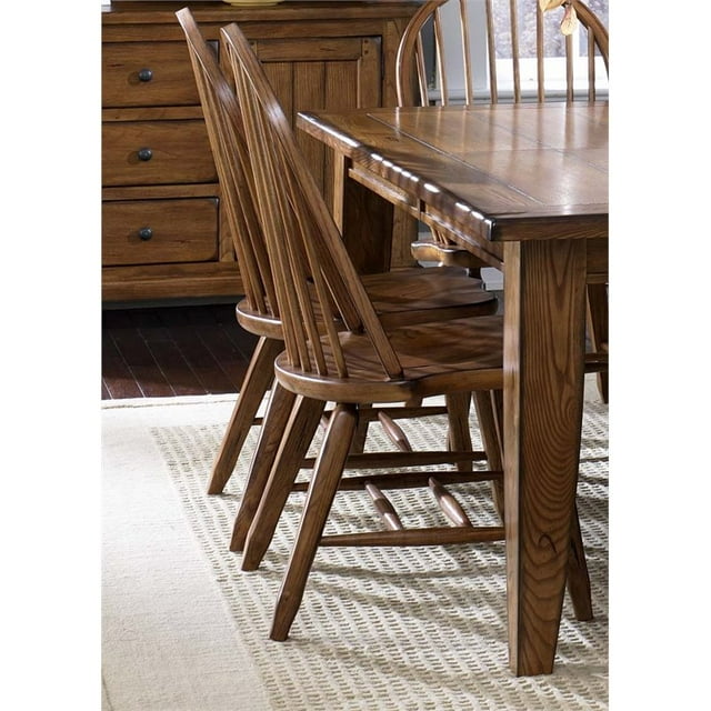 Liberty Furniture Treasures Bow Back Dining Side Chair in Rustic Oak