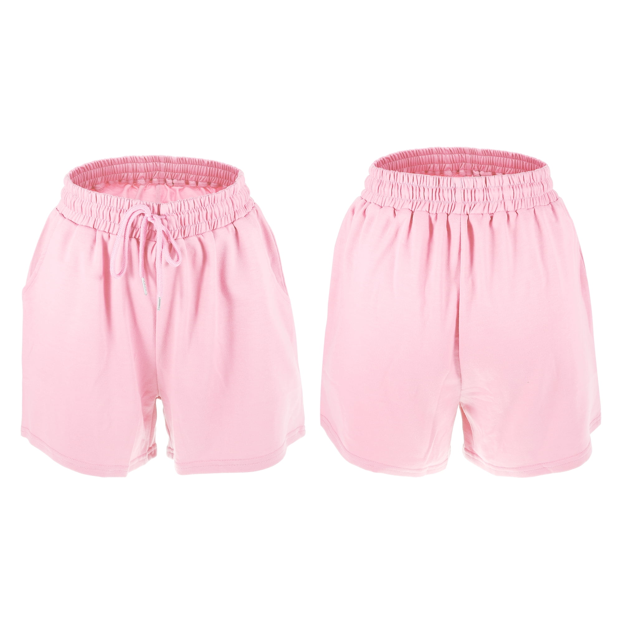 Unique Bargains Women's Flowy Running Shorts High Waisted Workout Shorts Pink Size M