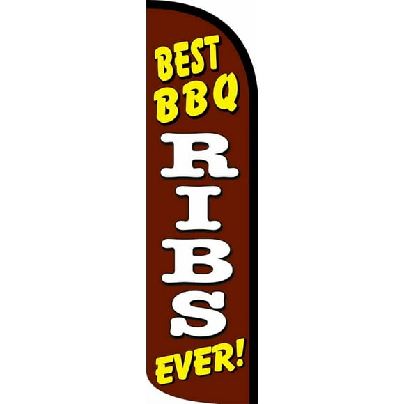Vista Flags BEST BBQ RIBS EVER Windless Polyknit Feather Flag (3 x 11.5 feet)