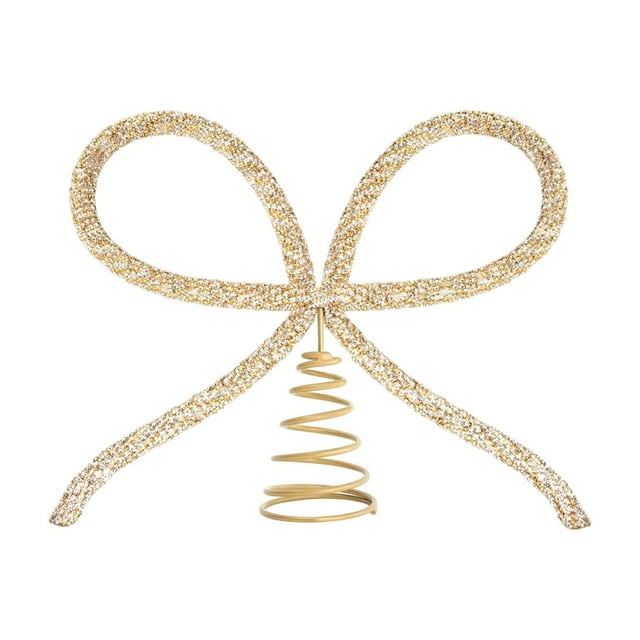 Christmas Tree Decorations,Metal Rhinestone Bow Christmas Tree Topper - Party Ambiance Decoration Props for Holiday