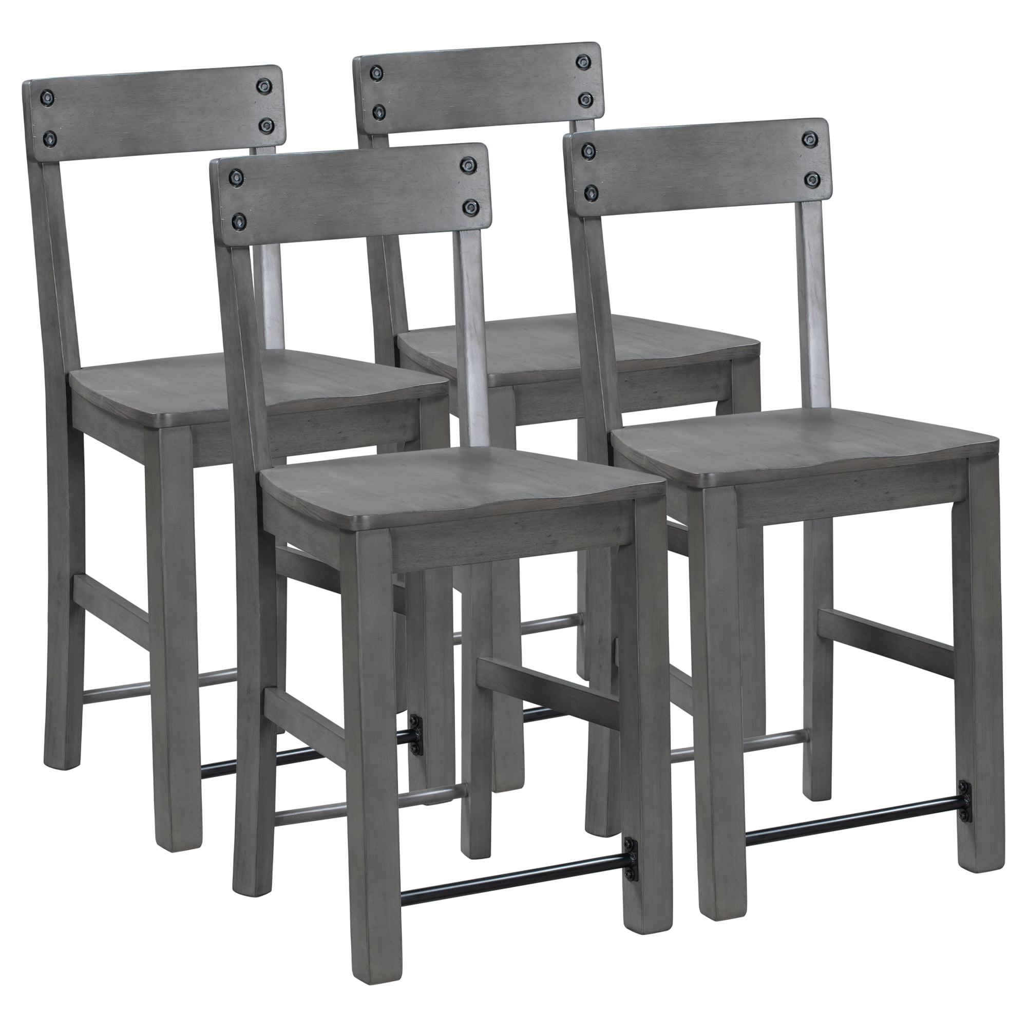 4Piece Industrial Style Solid Wood Counter Height Kitchen Dining