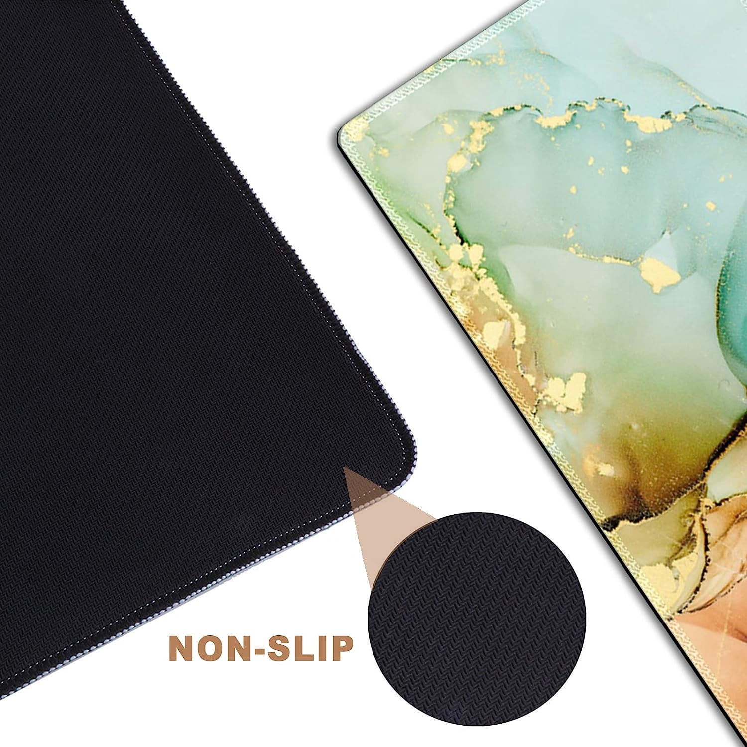 Large Gaming Mouse Pad Extended Desk Pad XL Keyboard Mat Long Mousepad Decor Writing Pad 31.5x15.7inch Non Slip Rubber Base with Stitched Edges for Work, Game -Abstract Art Marble
