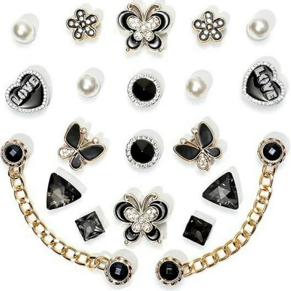 Bling Alloy Shoe Charms for Women,Flower,Butterfly Rhinestone Shoe Decoration Charms for Girls, DIY Girly Shoe Chains Charms for Party Favor